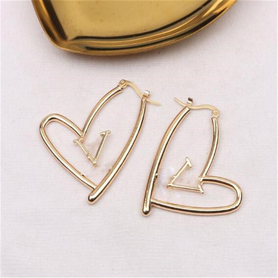 

Big Size Women Hoop Earrings Fashion Letter Love Gold Stud Earrings Lady Luxury Designer Heart Earring Brands Jewelry253a