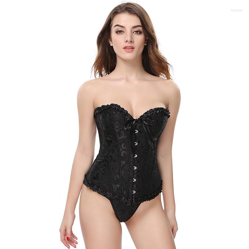 

Women's Shapers Women Corsets Gothic Bras Lifter Shaper Sexy Bustiers Top Control Waist Trainer Bow Lingeries 6XL, Black