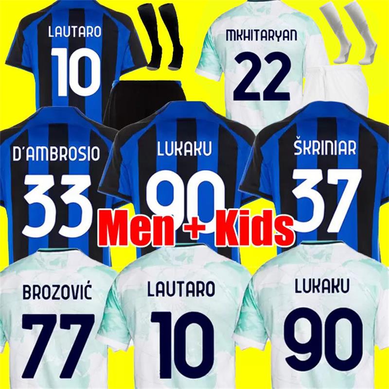 

22 23 INTERS MILANS LUKAKU soccer jerseys CORREA DZEKO CALHANOGLU BARELLA LAUTARO SKRINIAR BELLANOVA DE VRIJ 2022 2023 football shirt uniforms men kids kit sets, 22-23 home kids