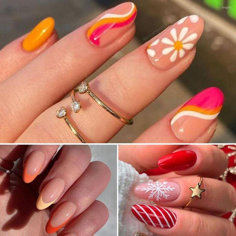 

False Nails Press The Nail Simple Finished Fresh Daisy Wear Armor Fake Full Coverage Manicure Snowflake Christmas