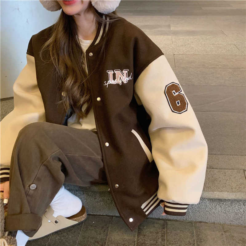 

Women's Jackets 2022 Hiphop Goth Varsity Bomber Cyber Y2k Jacket Female Spring Baseball Basic Jaket Techwear Cardigan For Women Coat Boyfriend T221008, Coffee plush