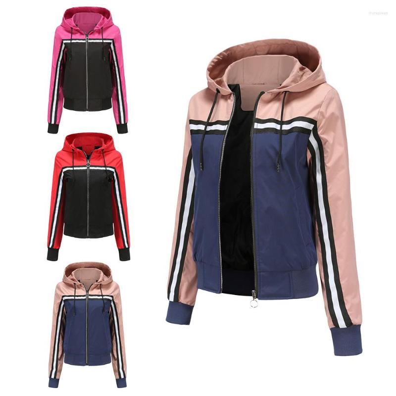 

Women' Trench Coats 2022 Thin Coat Women' Hooded Patchwork Color Casual Jacket Spring And Autumn Outdoor Waterproof Raincoat, Pink