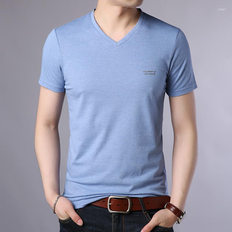 

Men's T Shirts SS5135-T-shirt Men's Trend Solid Color Round Neck Summer White Half-sleeved T-shirt Clothes Men, 11