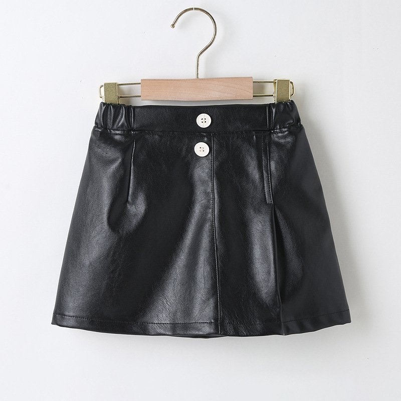 

Spring Autumn Girl dress Kids Pu Leather Skirts New Teen Girls Princess Skirts Fashion, As picture