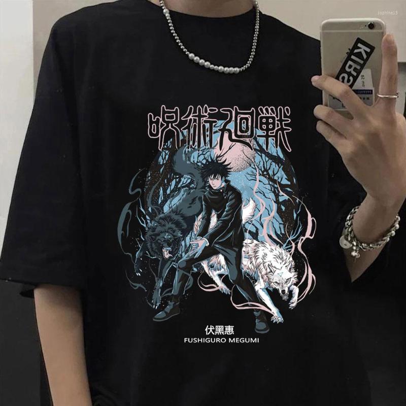 

Men' T Shirts Japanese Anime Jujutsu Kaisen Men' T-Shirt Harajuku Cool Megumi Fushiguro Cartoon Manga Men Oversize Short Sleeve Summer, Black