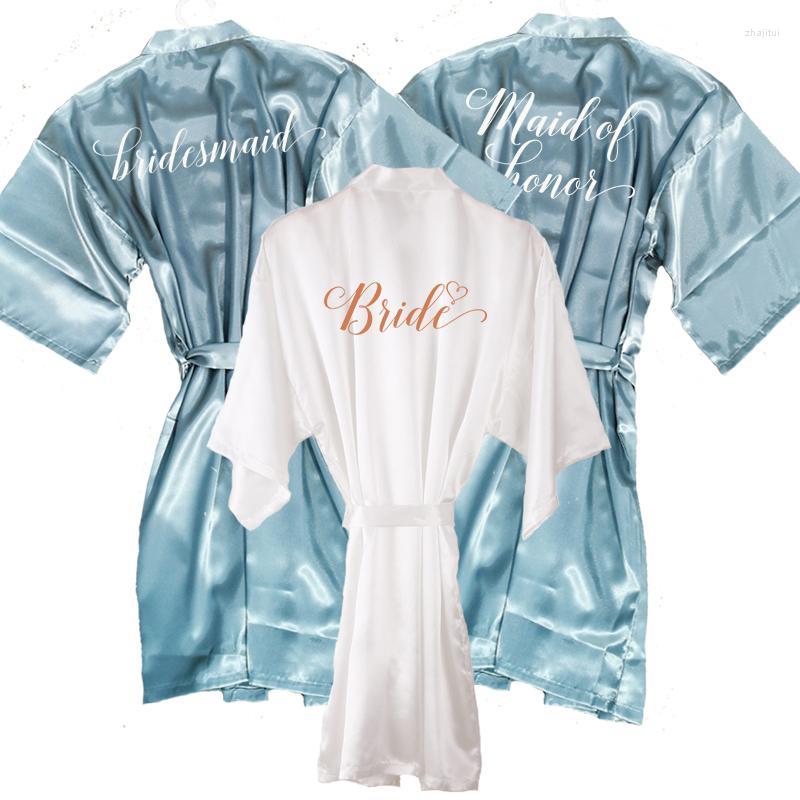 

Women' Sleepwear Women' Celadon Bride Satin Robe Women Dusty Green Bridal Wedding Team Squad Bridesmaid Sister Of Groom Kimono, Sister bride