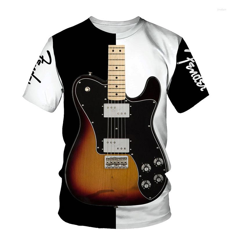 

Men's T Shirts Summer 3D Art Guitar Print T-shirt Men 2022 O Neck Short Sleeve Tees Tops