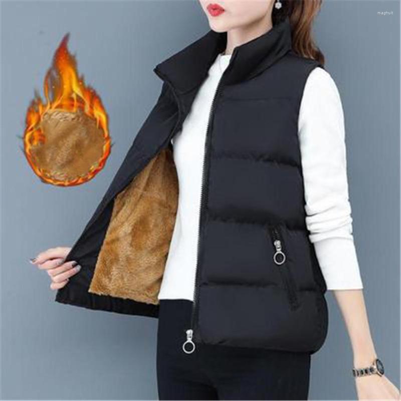 

Women's Vests 2022 Korean Fashion Woman Jacket Vest Down Cotton Women Autumn Winter Loose Sleeveless Snow Wear, Black