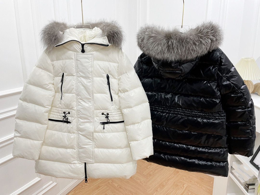 

Girls Winter Long Down coats Baby Kids Children Thick Warm Real Fur Hooded Coat Outer Wear chlidren coats Two color waist downs jacket with large furs collar, Black