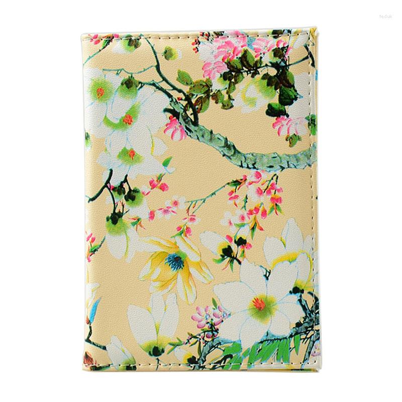 

Card Holders DIKEDAKU Elegant Floral Print Passport Cover Women Travel Russia Cards Holder Wallet Pu Leather Case Universal, Black