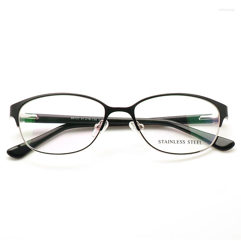 

Sunglasses Frames YOUTOP Full-rim Women's Classic Optical Myopia Eye Glasses Stainless Steel Cateye Eyeglasses Copper S6721