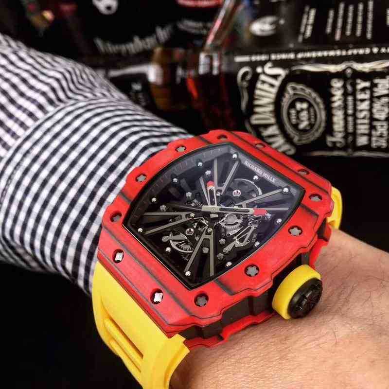 

Luxury Watches for Mens Mechanical Watch Richa Mill Rm12 01 Swiss Automatic Movement Sapphire Mirror Rubber Strap Brand Designer Sport, Khaki