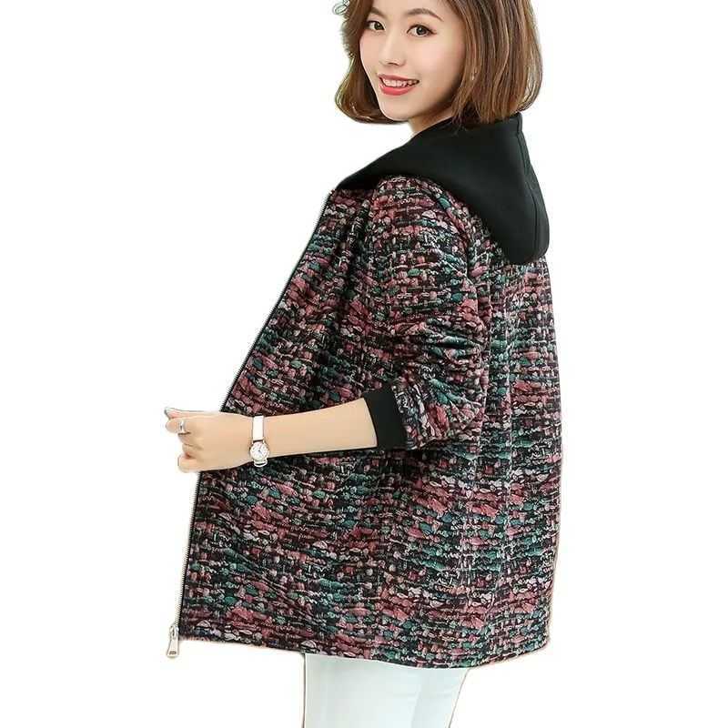 

Women's Jackets Fashion Hooded Flower Color Female Outerwear Medium And Long Women Trench Coat 2022 Spring Autumn Middle-Aged Mother Jacket T221008, Safflower