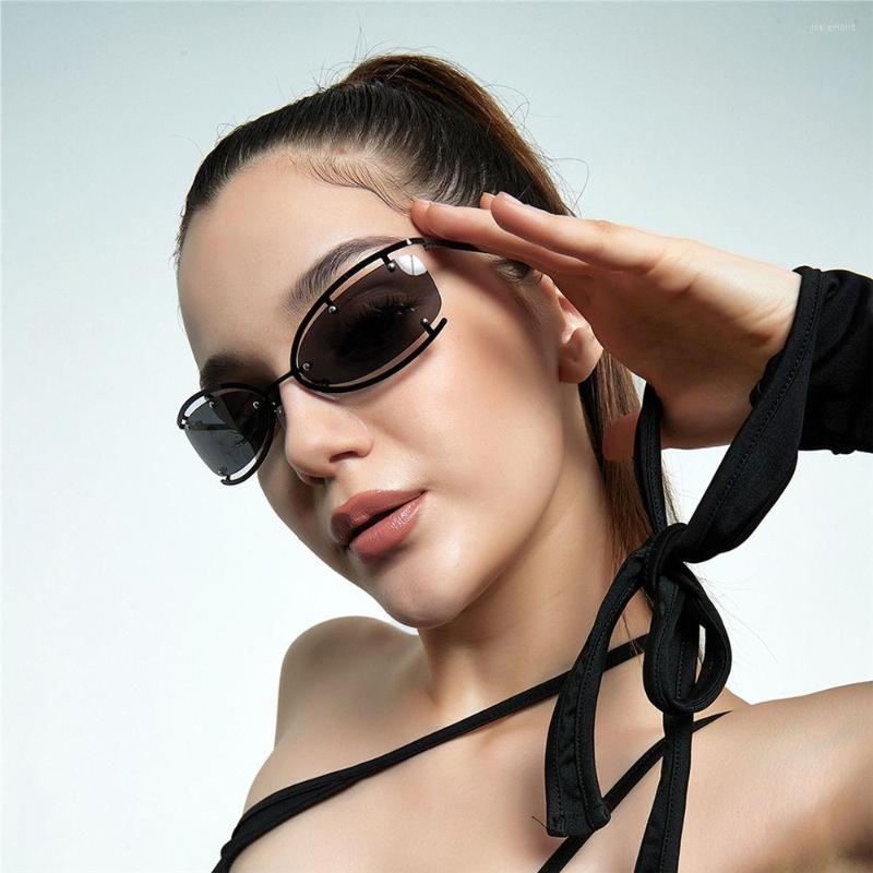 

Sunglasses UV400 Goggles Shades Rimless Sun Glasses Y2K 2000'S Punk Wrap Around