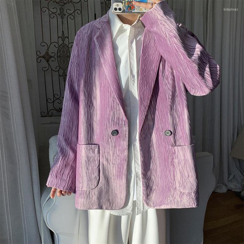

Men's Suits 2022 Arrival Men Casual Loose Long Sleeve Blazers Jacket Male Youth Handsome Trend Slim Fit Suit Overcoat Tops H134, Purple