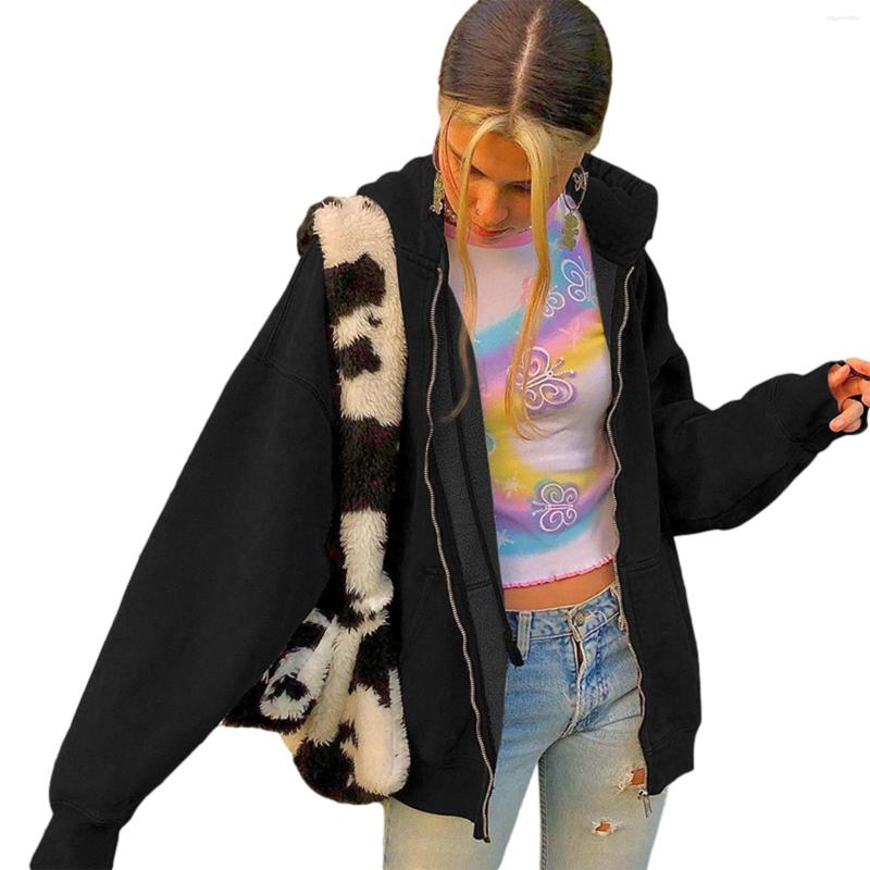 

Women' Jackets Hirigin Women Fashion Long Sleeve Zipper Hooded Coat Stylish Pocket Solid Color Top For Ladies Wrap Cardigan