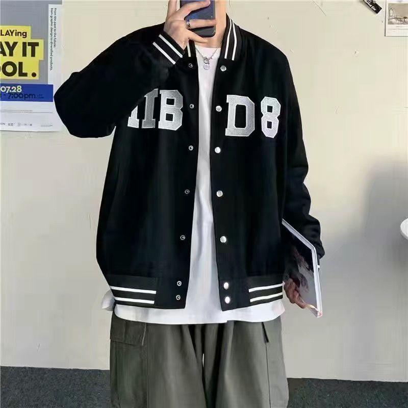 

Men's Jackets Teenage School Boy Baseball Sports Coats Male Embroided Loose Men Outerwear, M4 white