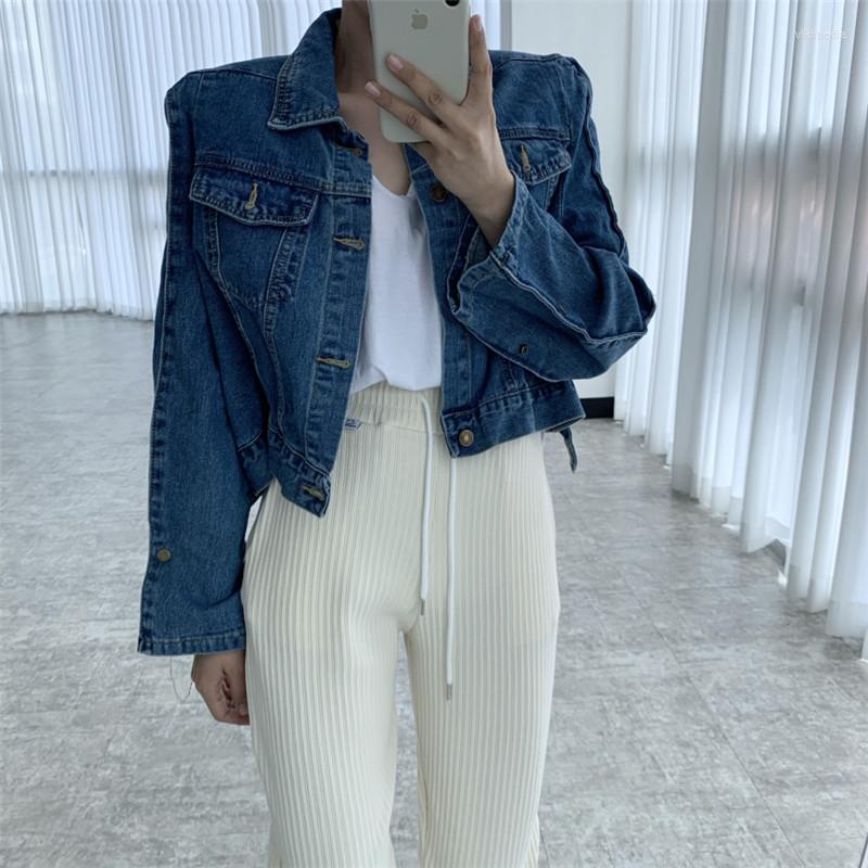 

Women's Jackets 2022 Spring Sleeves Line Design Loose Denim Short Jacket Women, Blue