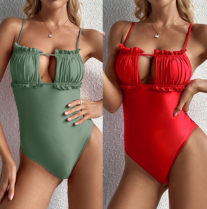 

Swimwears Swimsuits Women Swimwear One Pieces Beachwear Bathing Suits Solid Color Female Fashion Swimming Holiday Summer