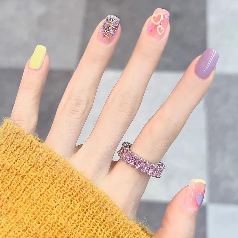 

False Nails 24Pcs/Box Y2k Nail Art Wearable Fake Tips Press On With Glue Stick Display Full Cover Artificial Detachable Parts, 236