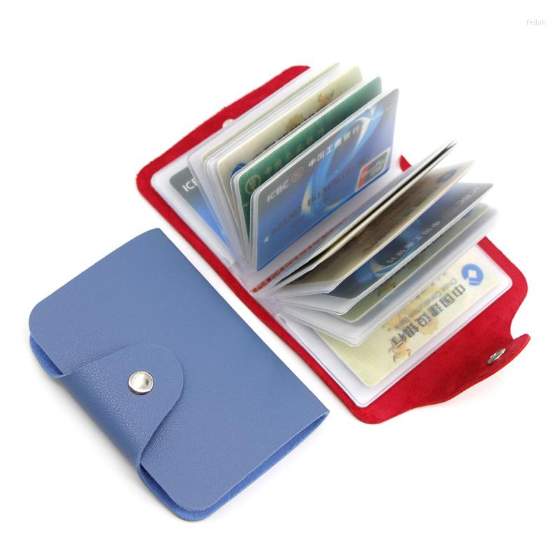 

Card Holders Holder 26pcs Pvc Position Pu Leather Hasp Close Solid Color Case Wallet For Bank, Black
