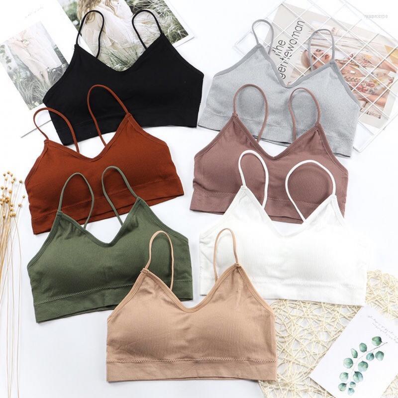 

Bustiers & Corsets CHRLEISURE Thin Women's Tube Top Wireless Push Up Crop Female Solid Backless Sports Underwear, Green