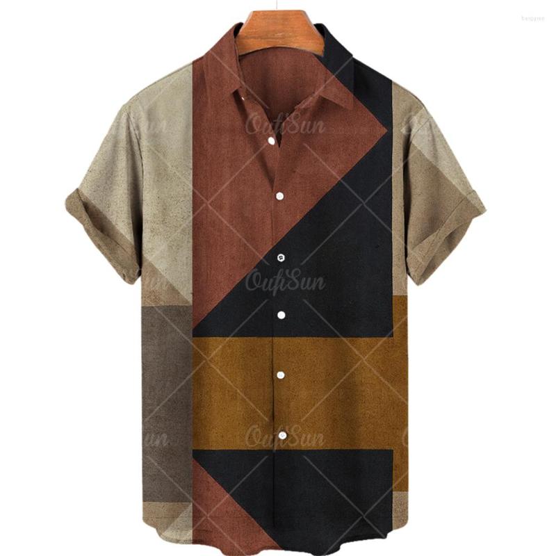 

Men' Casual Shirts Men' And Women' Hawaiian Stitching Pattern Clothes Slim Short-sleeved Lapel Button Shirt Brand Top, Zh-7