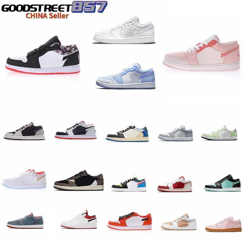 

Basketball Shoes Sport Sneakers Trainers Wolf Grey White Sesame Ghost Green 2021 1 1S Low Men Women Quai 54 Mighty Swooshers All-White