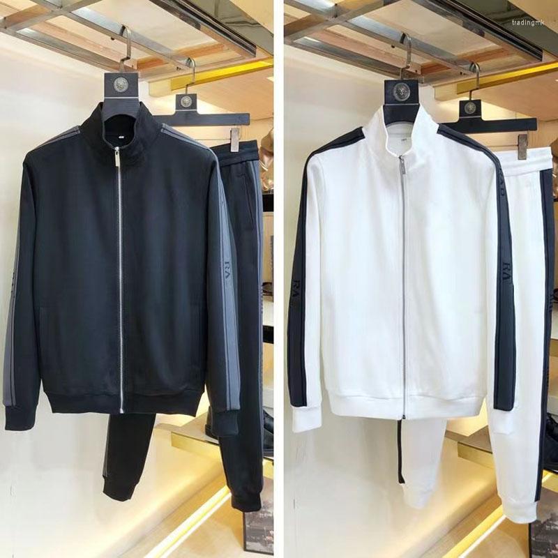 

Men's Tracksuits Roman Cotton Casual Sportswear Suit Men's High-end Long-sleeved Trousers Fashion Two-piece, Black