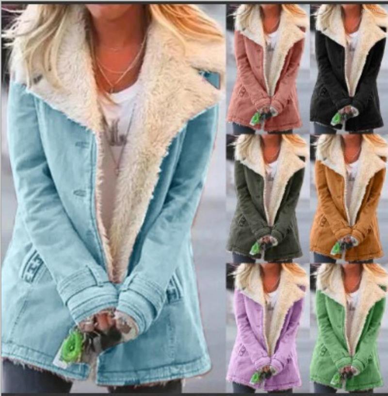 

Women's Fur Autumn And Winter Jacket Women Plus Velvet Long-sleeved Warm Cotton