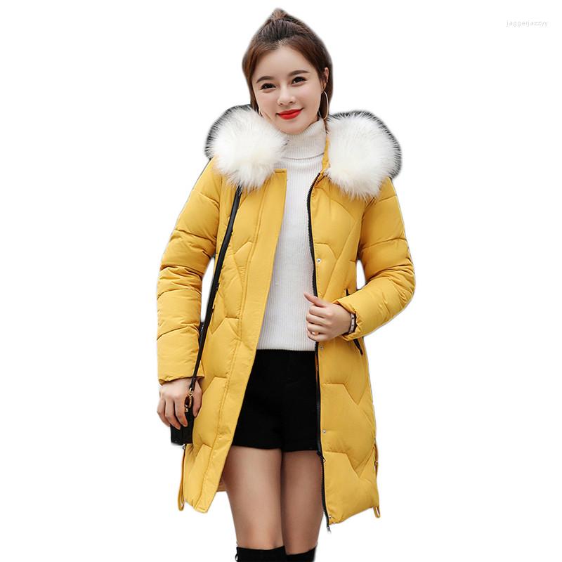 

Women's Trench Coats Winter Coat Women 2022 Korean Fashion Slim White Fur Collar Hooded Down Cotton Jacket Red Loose Warmth Parka Feminina, Beige
