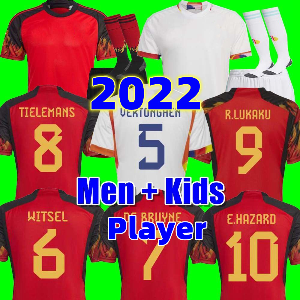 

soccer jerseys BeLGIUM 2022 WoLd Cup FANS player NatiOnal Team DE BRUYNE HAZARD COURTOIS LUKAKU TIELEMANS 22 23 Batshuayi Kevin men kids set Football Shirt Kits, Away player