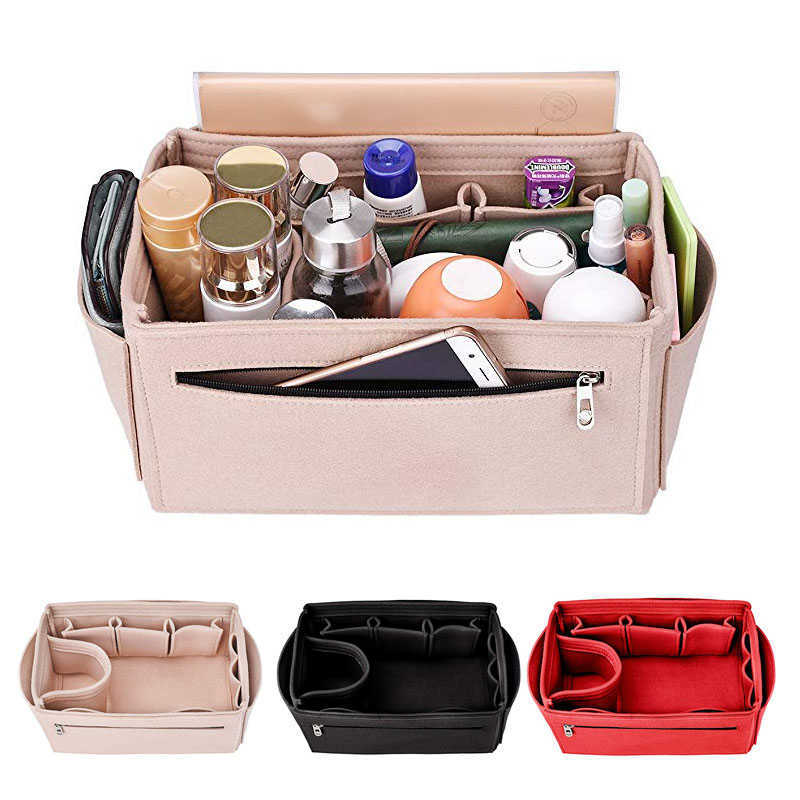 

Cosmetic Bags Cases Evening HHYUKIMI Multifunction Felt Bag Handbag Organizer Insert Travel Inner Purse Makeup Organizers Fit Various Brand 221009