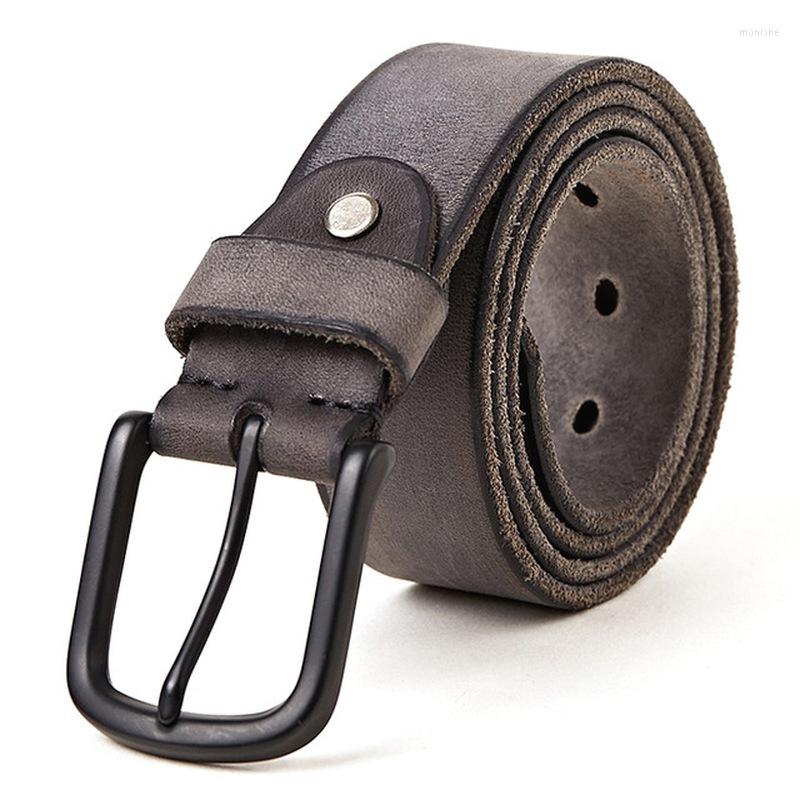 

Belts Original Leather Men's Belt Matte Metal Pin Buckle Soft Tough For Men Without Interlayer Male, Black