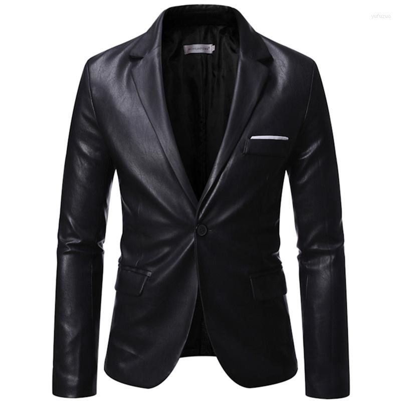 

Men's Suits Autumn Winter Men's Business Luxury Blazer Fashion Banquet Leather Dress Suit Jacket Slim Texture High Quality Pu Coat 6XL, Black