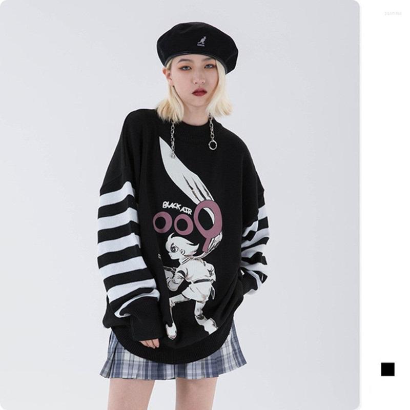 

Men's Sweaters Sweater Men Winter Oversized Sweatshirt Streetwear Style Print Stripes For, Black