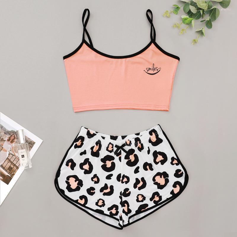 

Women' Sleepwear Women' Print Jacket Leopard Shorts Pajama Household SuitWomen' Women'sWomen, Black