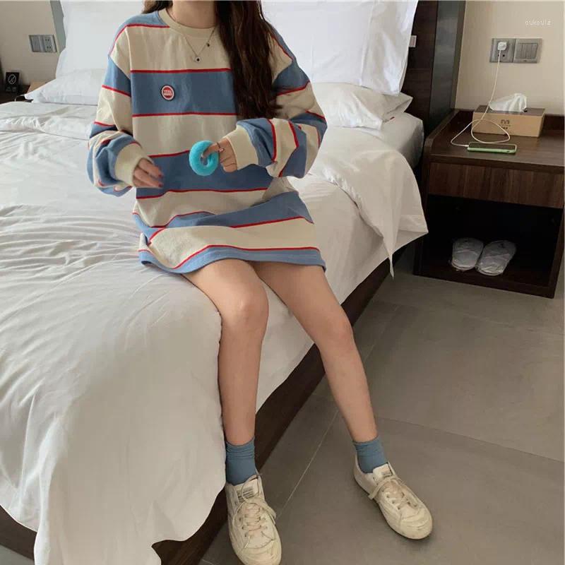 

Men's T Shirts 2022 Harajuku Panelled Blue Striped Men Tshirt Long Slevees Loose Minimalist Casual Clothes Crew Neck Unisex Teen Street