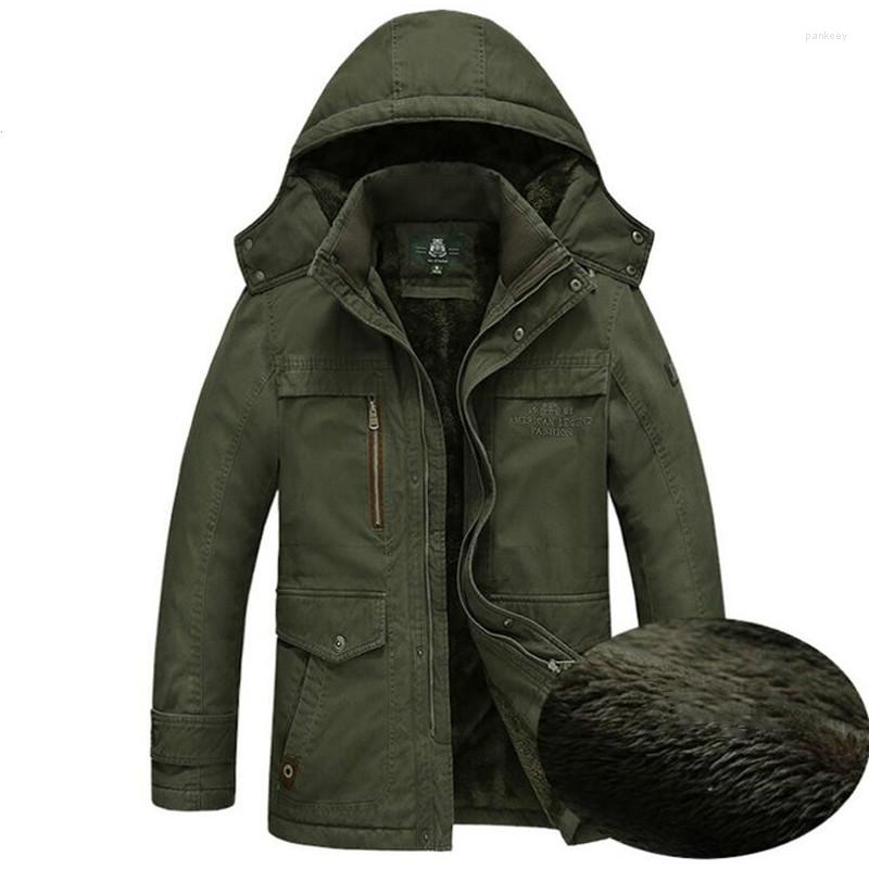 

Men's Down Brand Army Military Parka Men Winter Warm Thick Mens Jackets And Coats Wool Liner Hooded Collar Jacket, Khaki