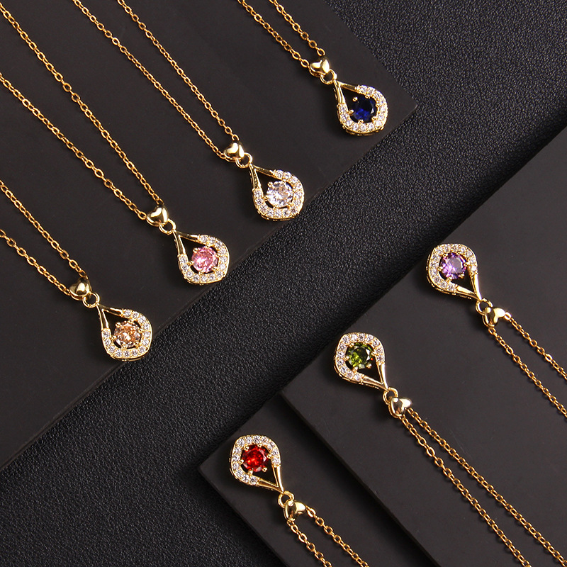 

Raindrop Pendant Necklaces Luxury Necklace Designers Jewelry Colored Diamonds Women Fashion Titanium Steel Gold-Plated Never Fade Not Allergic; Store/21621802