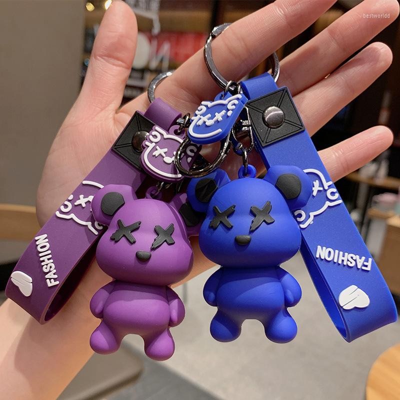 

Keychains Starry Sky Gradient Color Bear Keychain Men And Women Couple Bag Pendant Car Key Ring Chain Accessories Keyring Gift For Friends