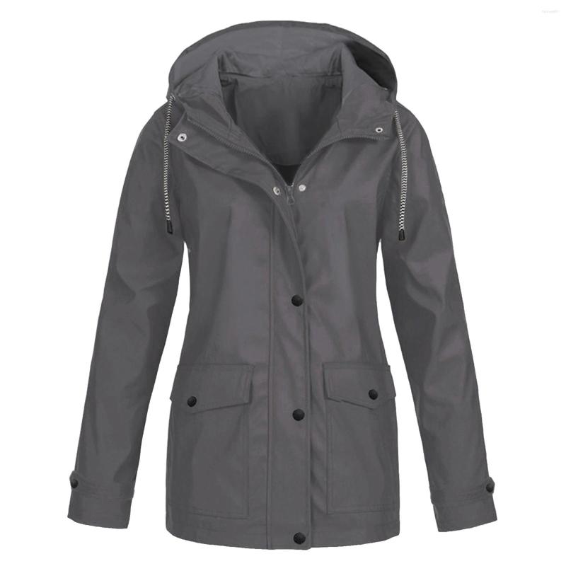 

Women's Trench Coats Jacket Lightweight Women Womens Autumn Winter Solid Color Hooded Pockets Watertight Windproof Wind, Black
