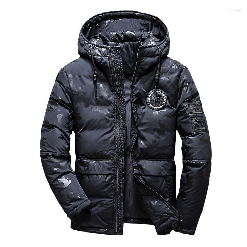 

Men's Down Winter Jacket Men Hooded UltraLight 90% White Duck Thick Warm Military Windbreaker Waterproof Parkas Jackets, Blue