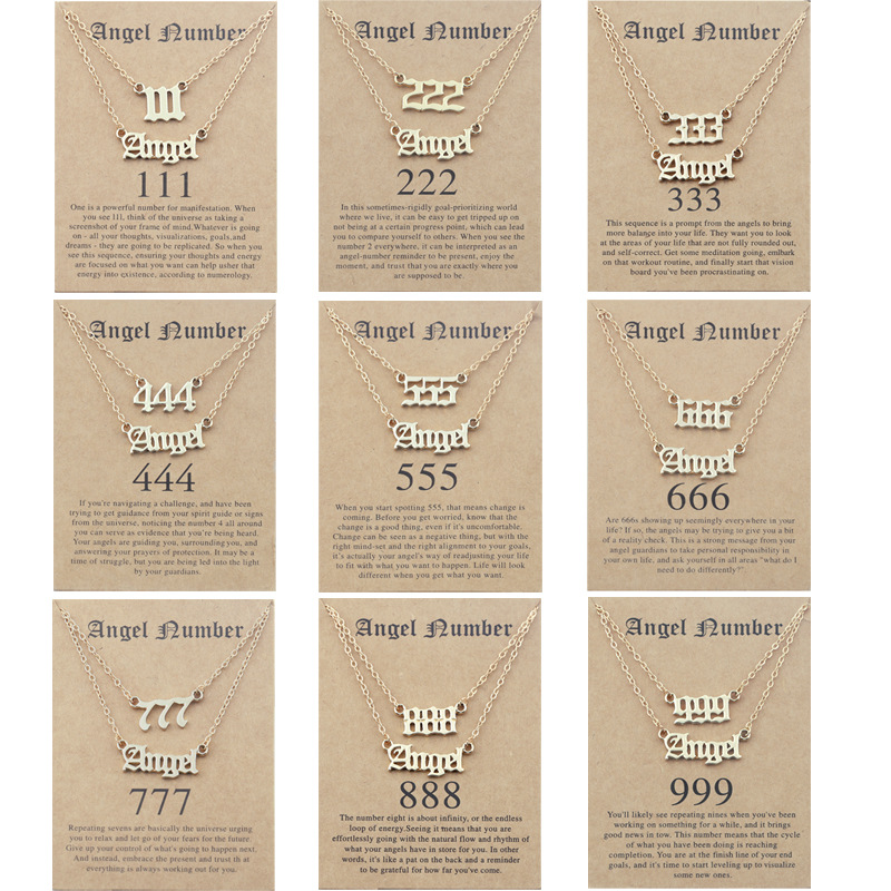 

Gold Plated Angel Number Pendant Necklaces Charm Chain Choker Necklace Birthday Jewelry for Girls