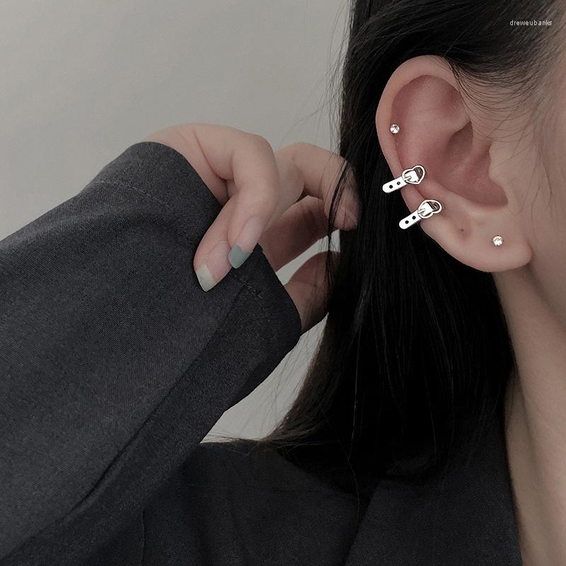 

Backs Earrings LUTAKU Vintage Heart Belt Buckle Waistband Small Ear Clip For Women No Piercing Punk Cuff