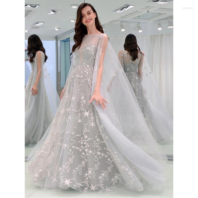 

Casual Dresses Gray Evening Party Night Elegant Gown Dress 2022 Women Sexy Star Tutu Summer Floor Maxi Wedding Fashion Robe Female