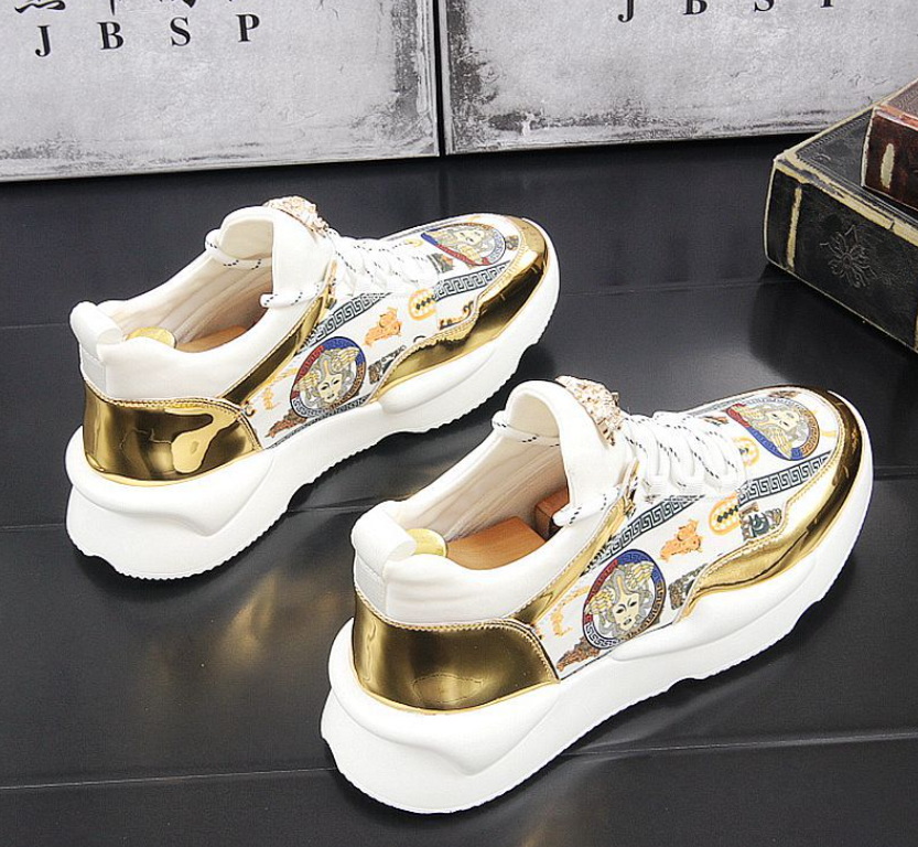 

New Men's Shoes Print Punk Hip Hop Casual Shoes Fashion High Tops Sneakers Height Increasing Shoes