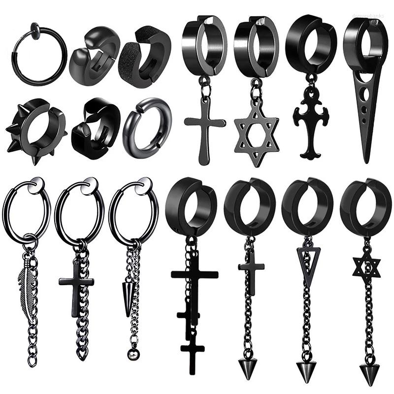 

Backs Earrings 1 Piece Stainless Steel Painless Ear Clip For Men/Women Punk Black Non Piercing Fake Jewelry Gifts