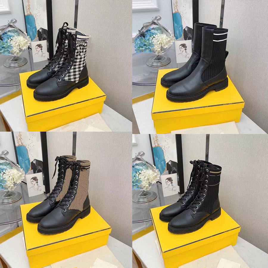 

Designer Boots Rockoko Combat Boot Martin Bootie Women Ankle Bootss Leather Fabric Platform Shoes Winter Booties