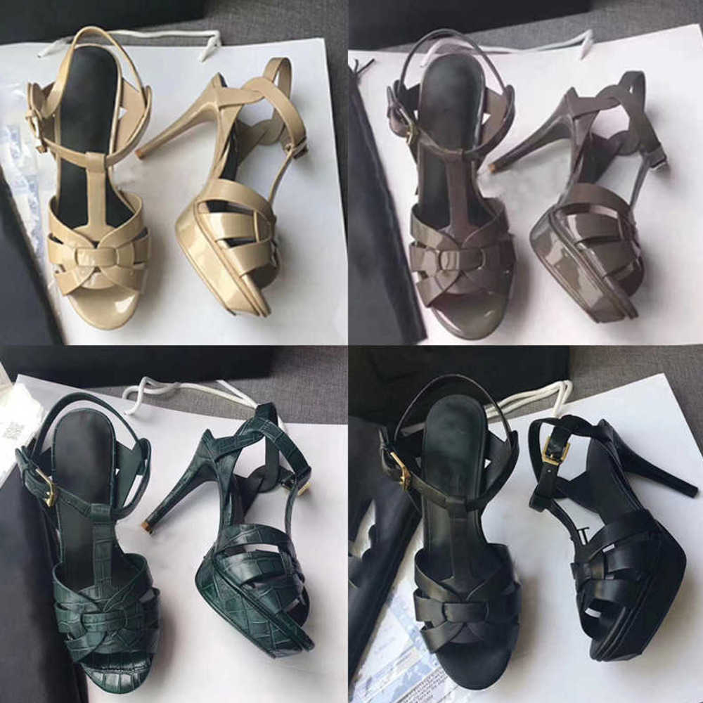 

High Heels Shoes Peep-Toes Sandals Pumps Designer Heel Black Gold 10cm Heel Leather Wedding Shoe With Box NO23, 33